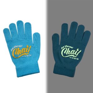 Am Yisrael Chai Gloves Blue - Adult